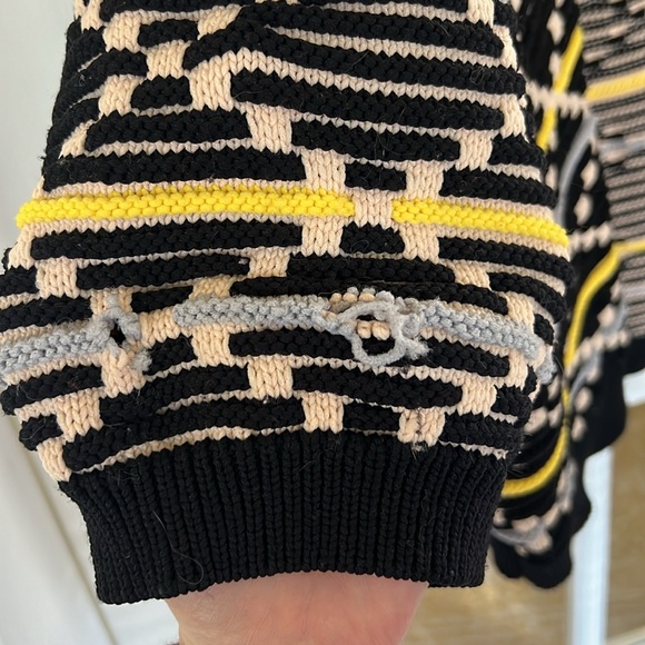H&M patterned shrug cardigan, black and white pattern with yellow and blue - Picture 5 of 5